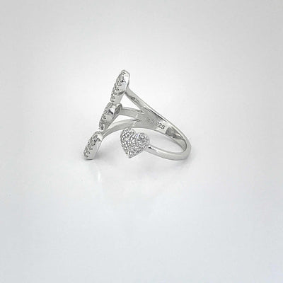 Women's Classy Cluster of Love Hearts Adjustable Open  Ring 92.5 purity silver