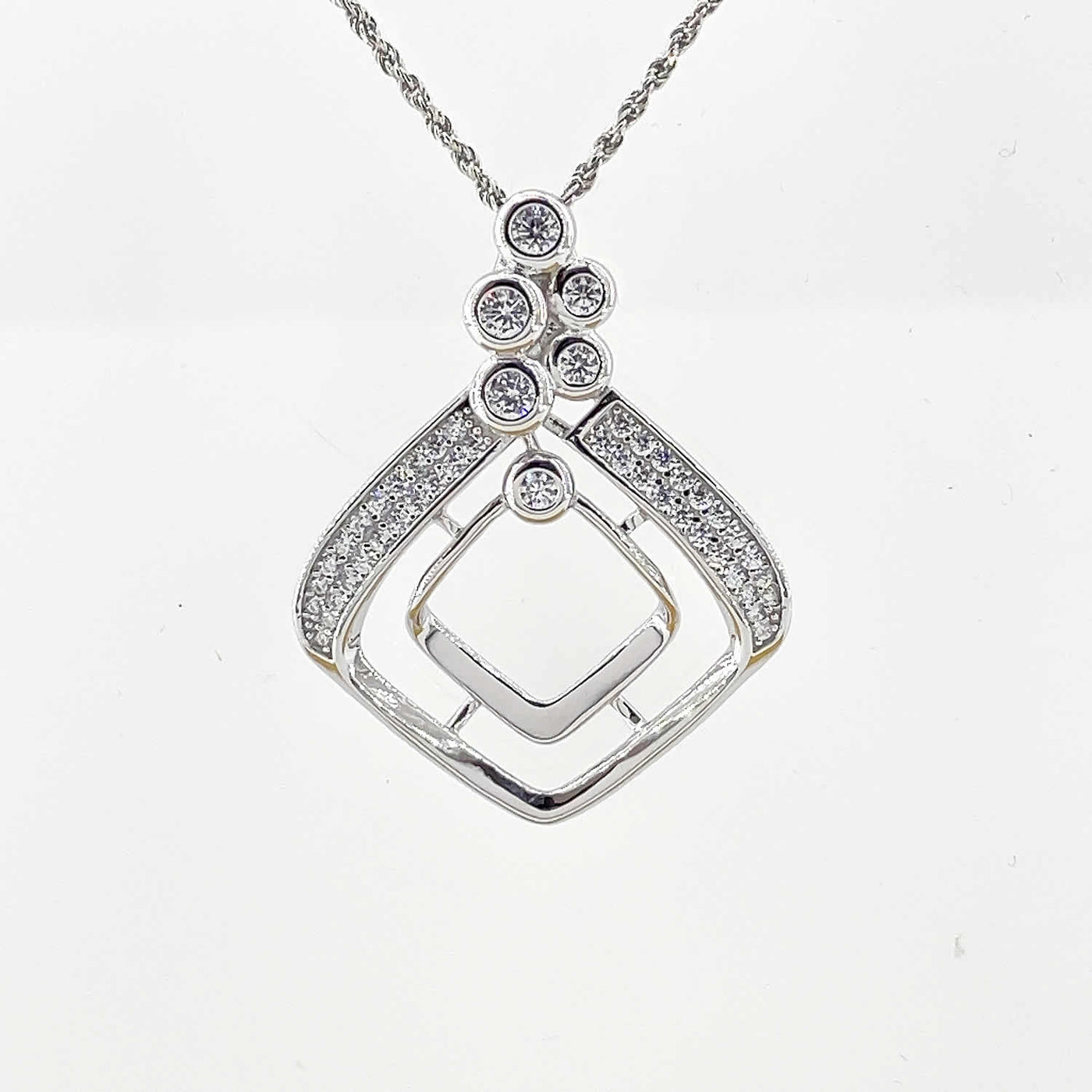 Women's Silver Square Layered Statement   Pendant 92.5 purity silver