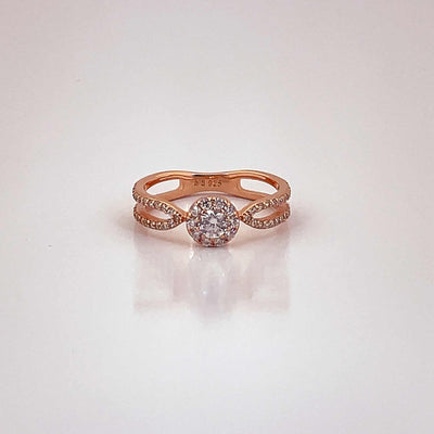 Women's Floweret Double Layered Classy Rose Gold Statement Ring 92.5 purity silver