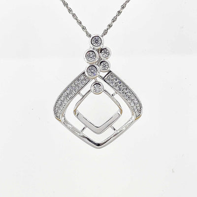 Women's Silver Square Layered Statement  Necklace set 92.5 Pure Silver with chain