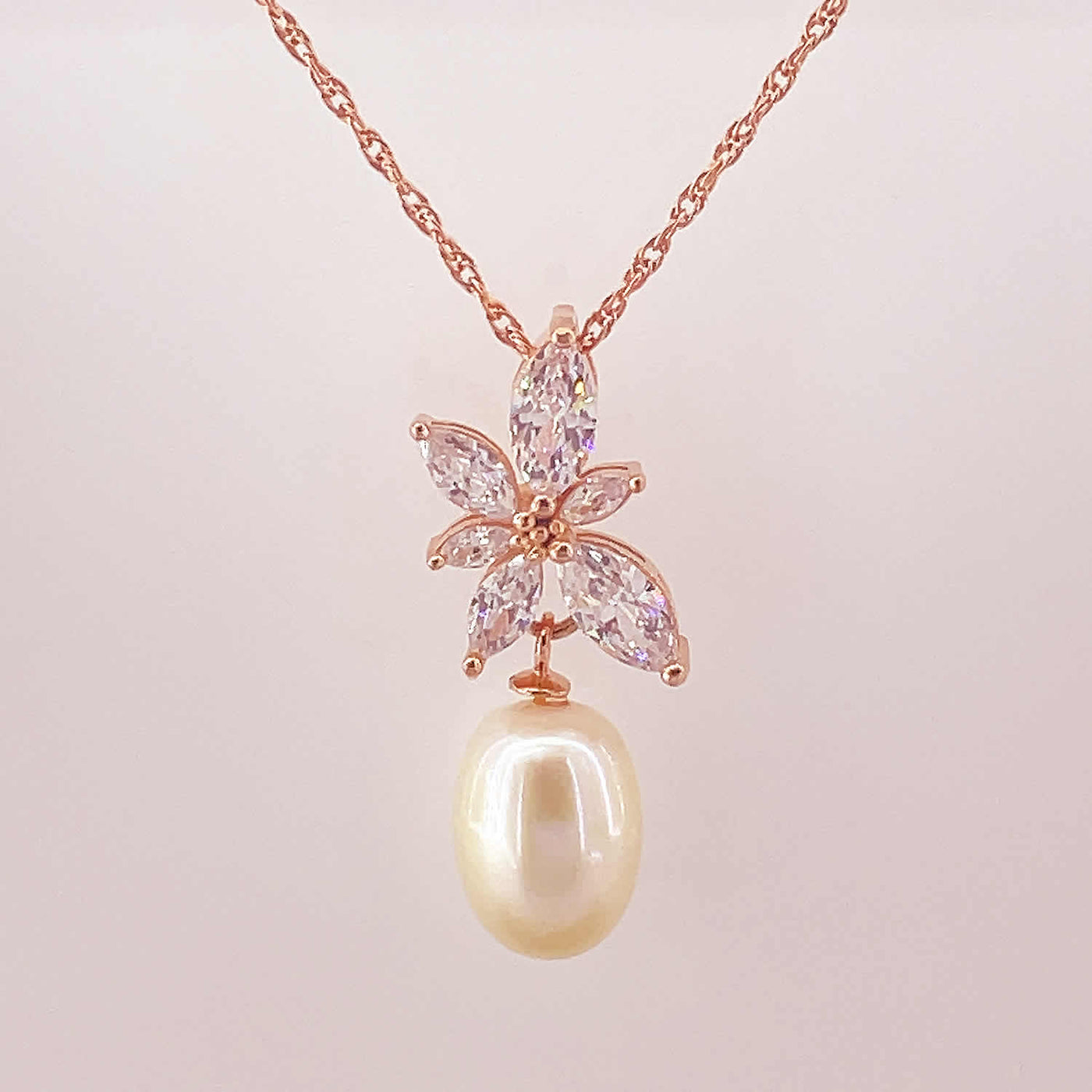 Women's Silver Rose Gold Butterfly Pearl Drop Necklace set 92.5 Pure Silver with chain