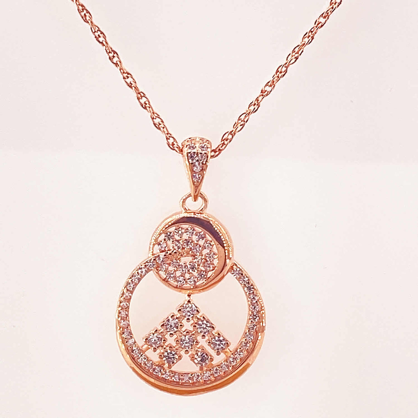 Women's Silver Rose Gold Cluster Triumph Statement Pendant 92.5 Pure Silver