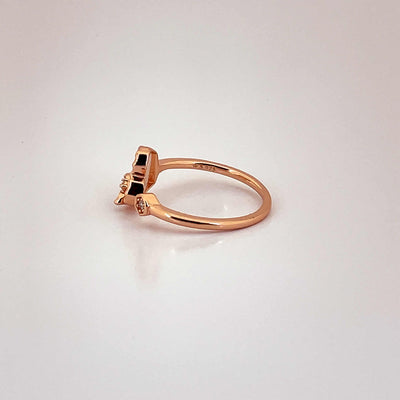 Women's Classy Heart Love Rose Gold Adjustable Open Ring 92.5 purity silver