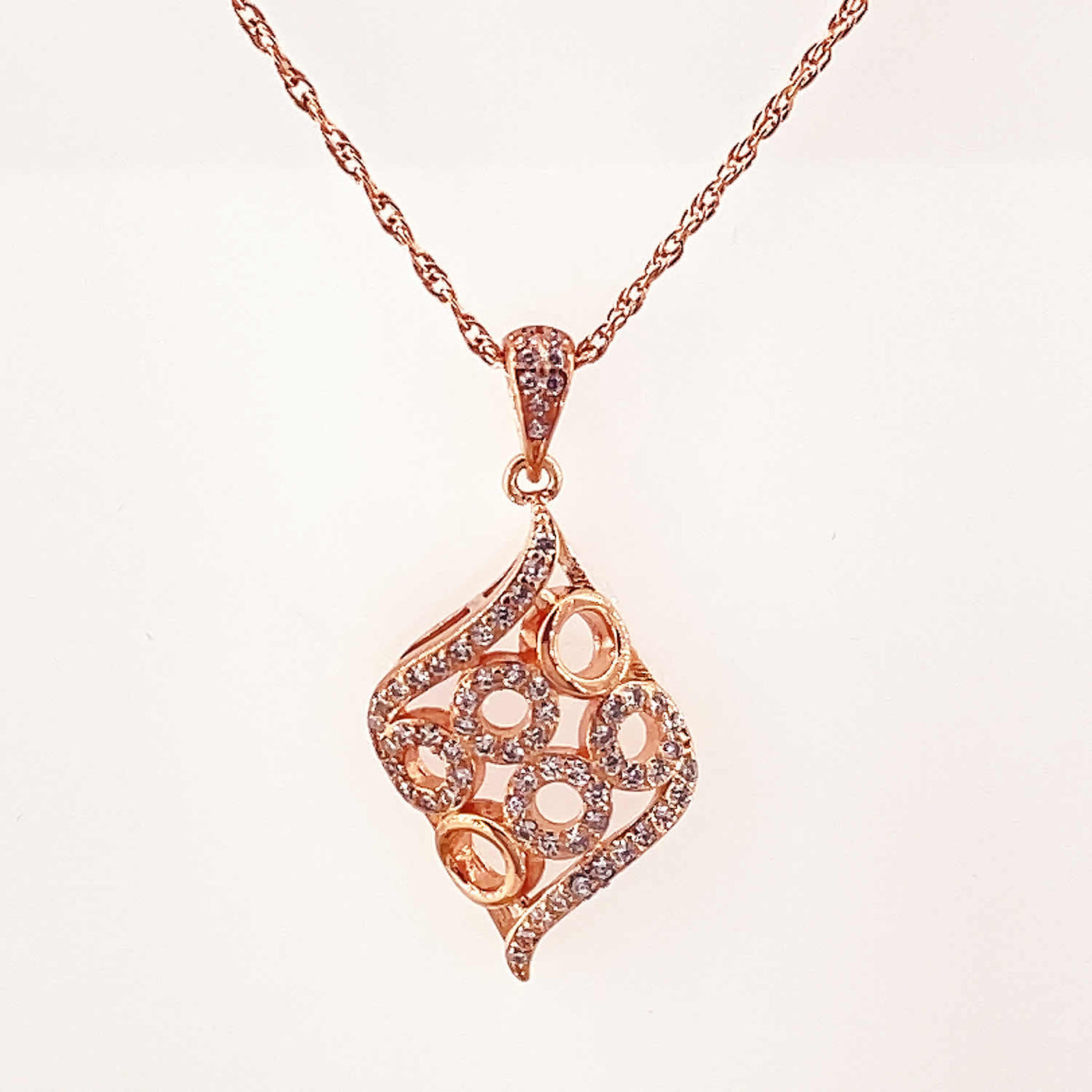 Women's Silver Rose Gold Geometric Twombly Cut Pendant 92.5 Pure Silver