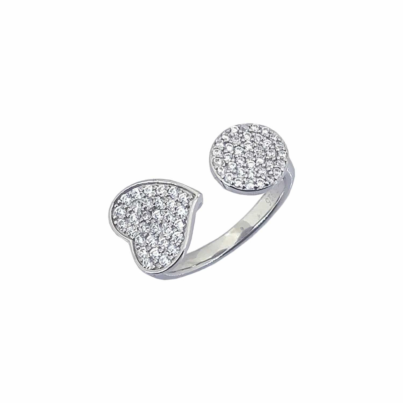 Women's Classy Love Heart and Floweret Adjustable Open  Ring 92.5 purity silver