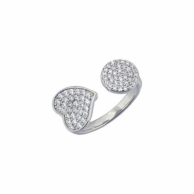 Women's Classy Love Heart and Floweret Adjustable Open  Ring 92.5 purity silver