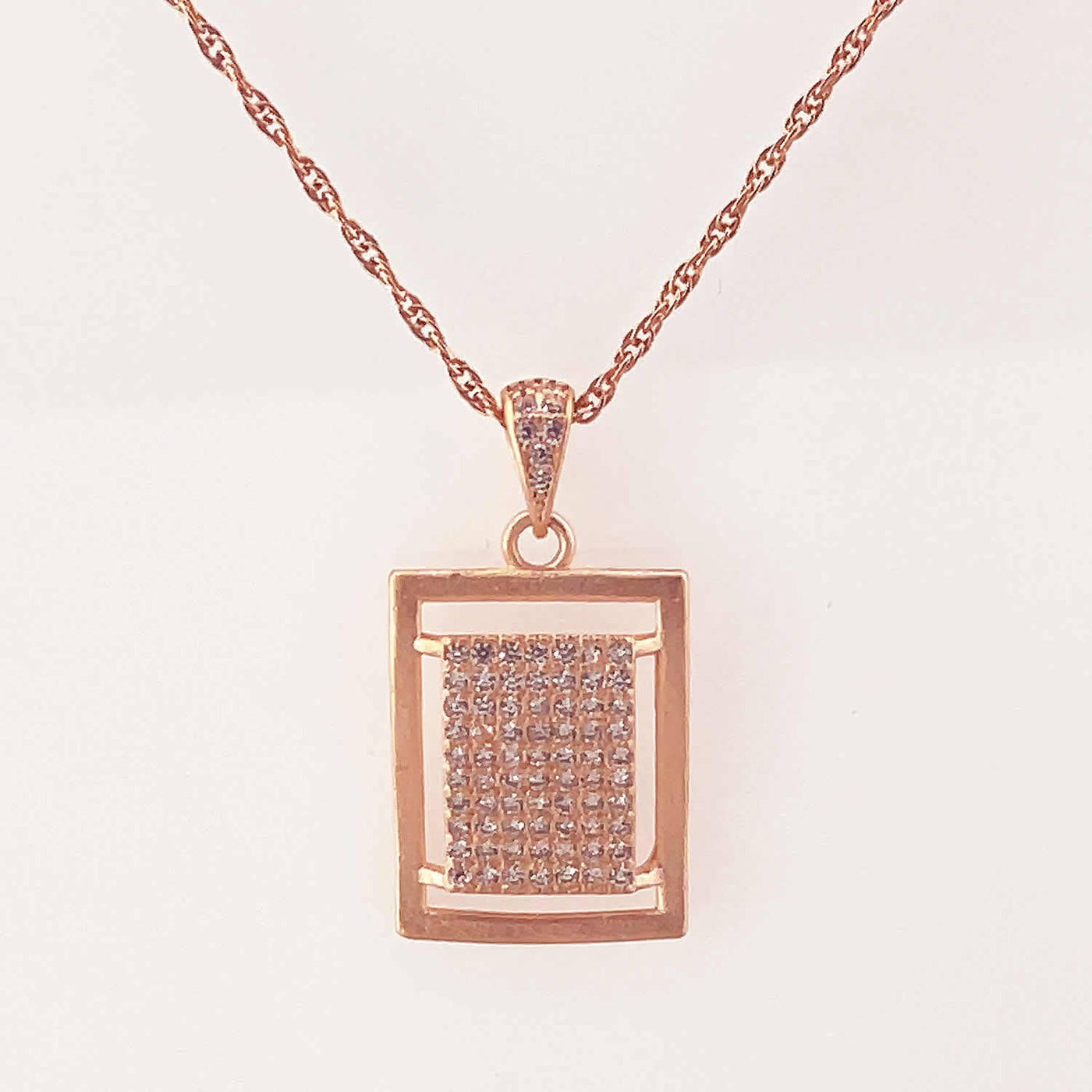 Women's Silver Rose Gold Geometric Rectangle shaped Matt  Pendant 92.5 Pure Silver