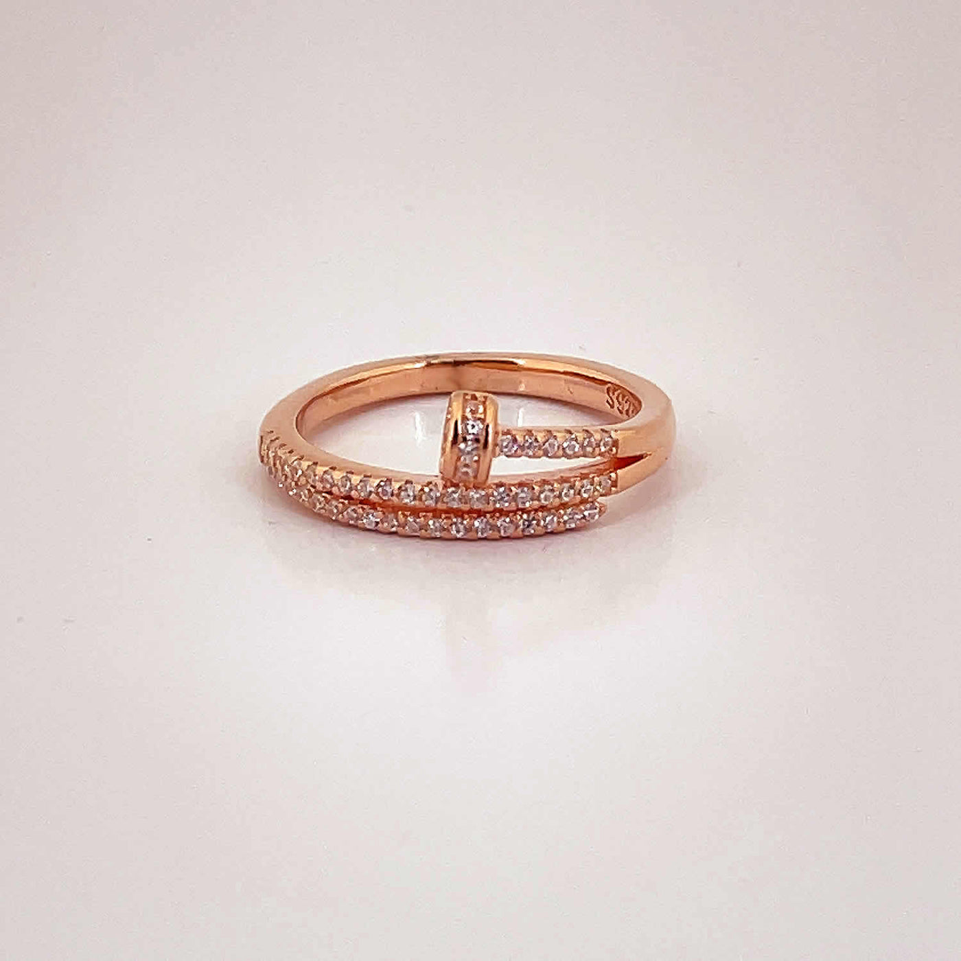 Women's Classy Rose Gold Three Layer Cuddle Ring 92.5 purity silver