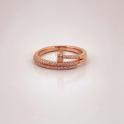 Women's Classy Rose Gold Three Layer Cuddle Ring 92.5 purity silver