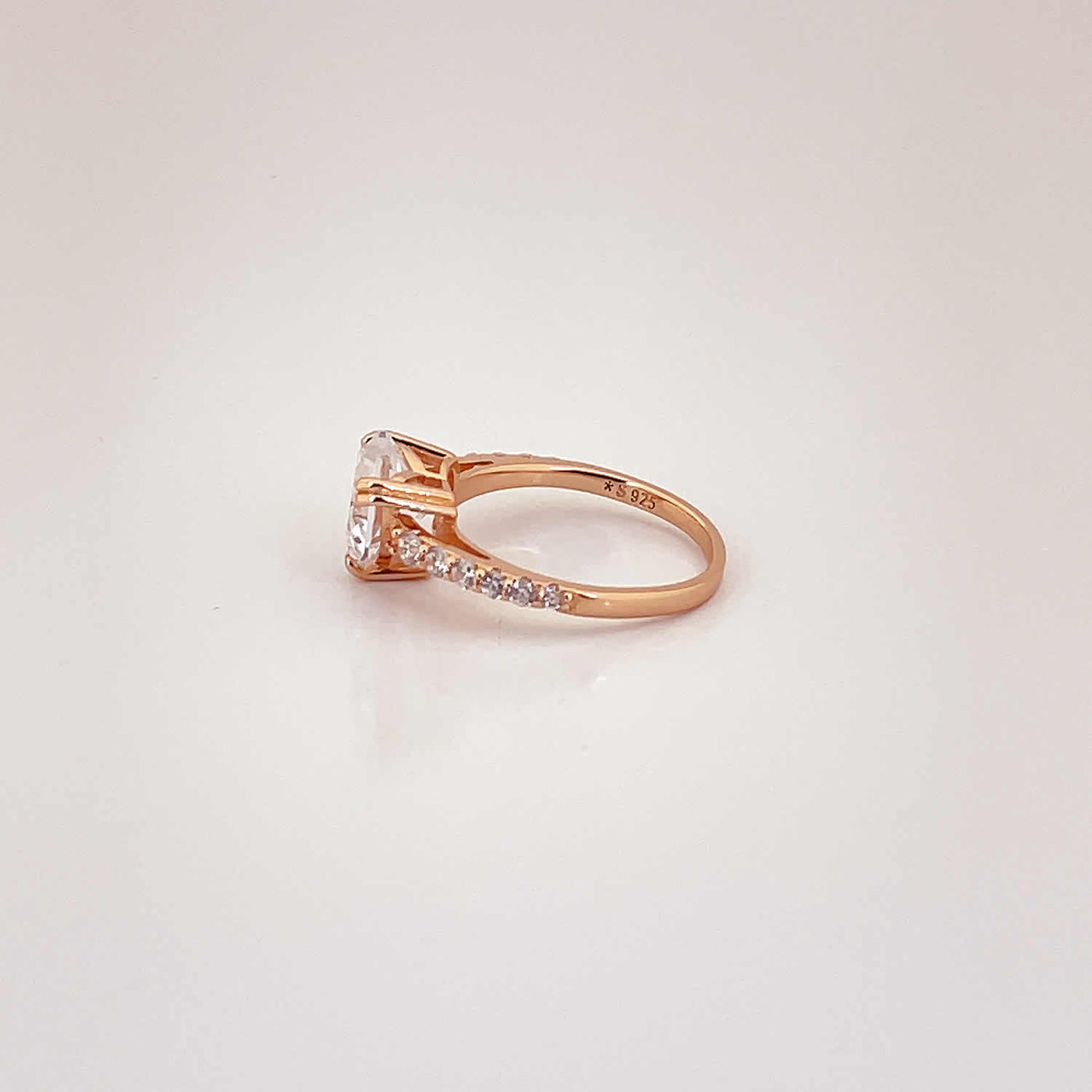 Women's Classy Classy Solitaire Heart Cut Love Rose Gold Ring 92.5 purity silver