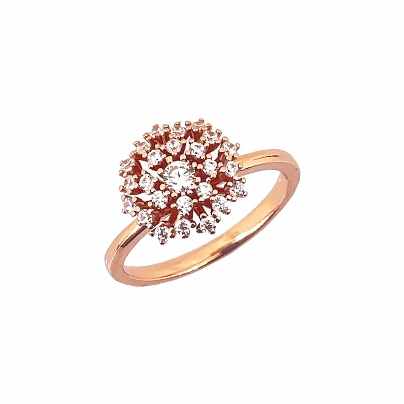 Women's Classy Rose Gold Cluster Flower Statement  Ring 92.5 purity silver