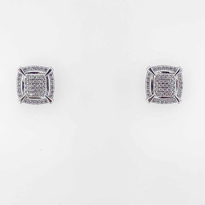 Women's Silver Geometric Square Stud Statement Earring  92.5 Pure Silver