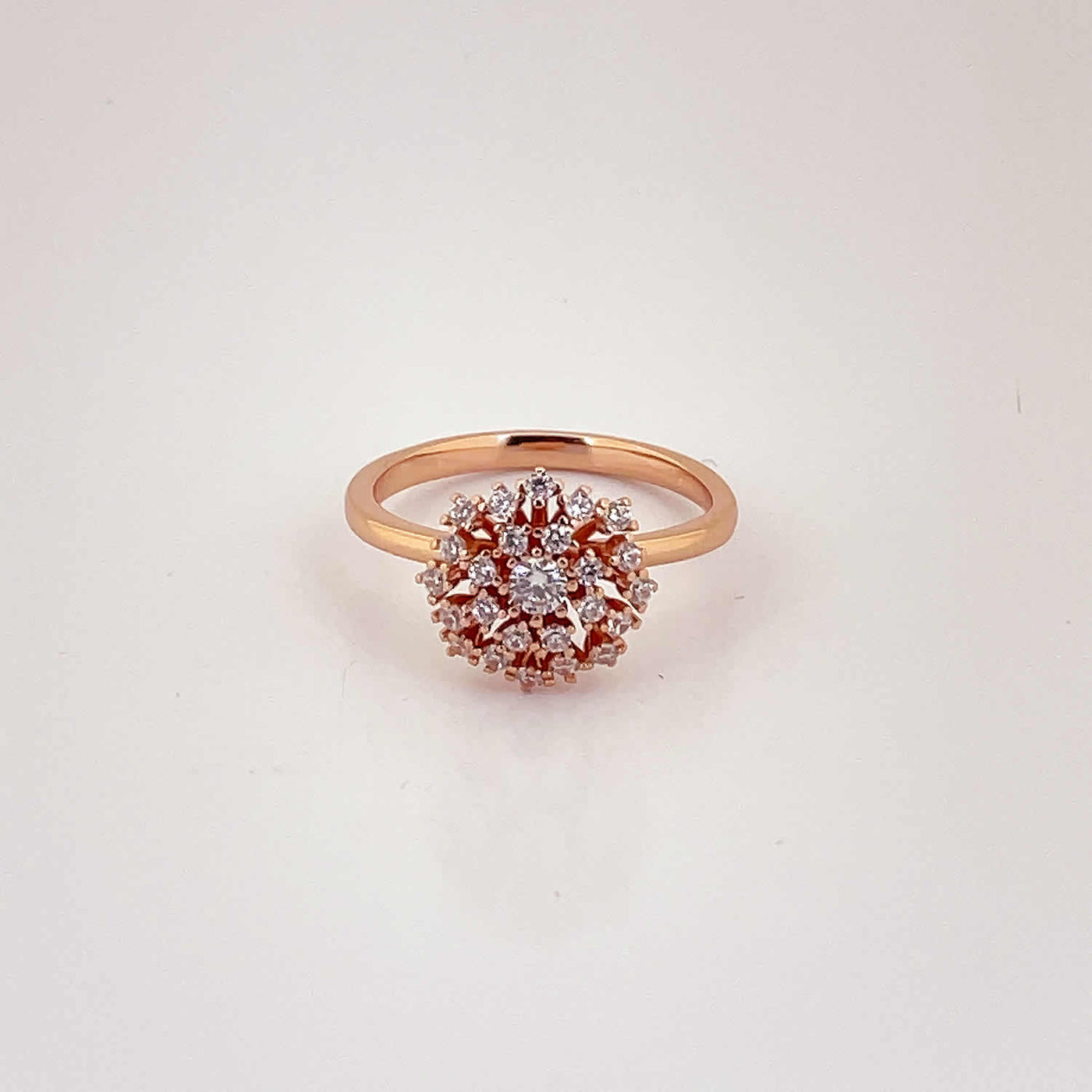 Women's Classy Rose Gold Cluster Flower Statement  Ring 92.5 purity silver