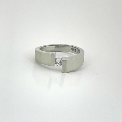 Men's Classy Solitaire Matt Cuddle Ring 92.5 purity silver