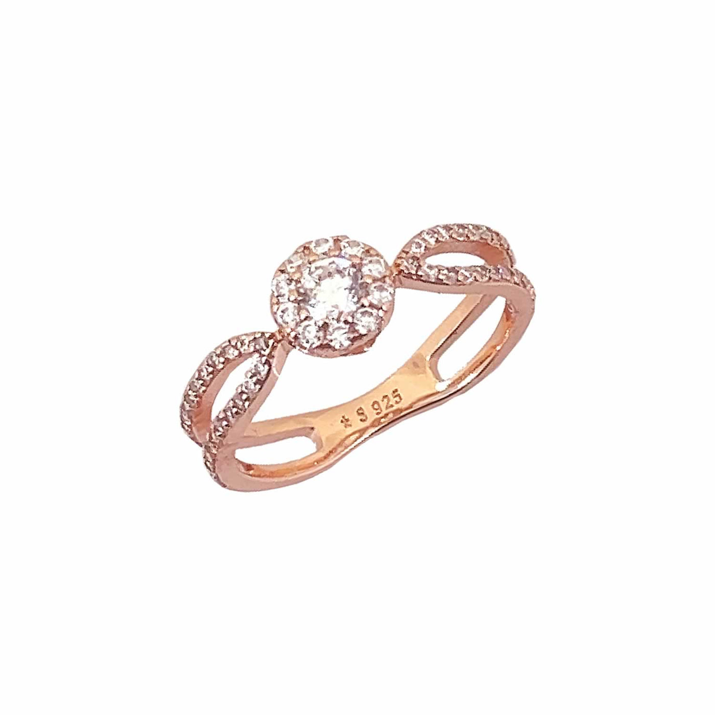 Women's Floweret Double Layered Classy Rose Gold Statement Ring 92.5 purity silver