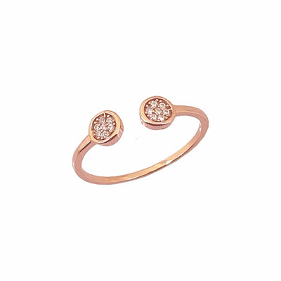 Women's Classy Small Round  Rose Gold Adjustable Open Ring 92.5 purity silver