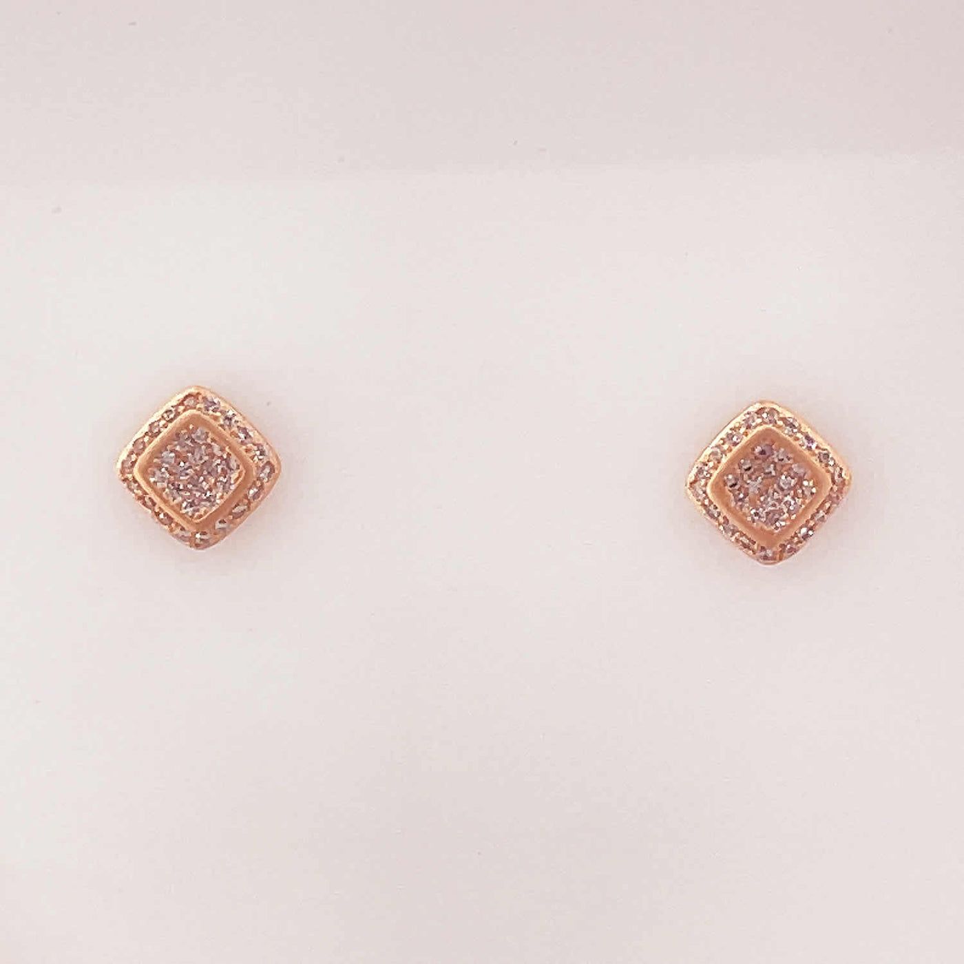 Women's Silver Rose Gold Geometric Diamond shaped Matt Earring 92.5 Pure Silver