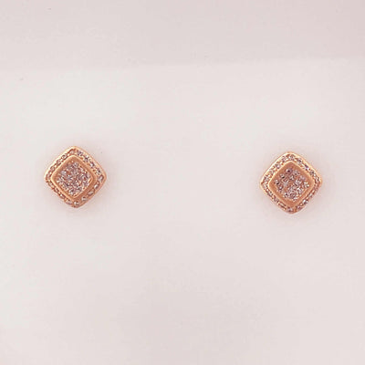 Women's Silver Rose Gold Geometric Diamond shaped Matt Earring 92.5 Pure Silver