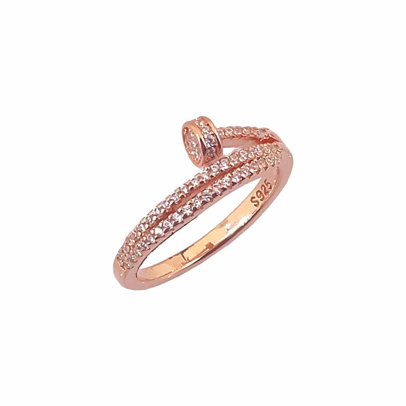 Women's Classy Rose Gold Three Layer Cuddle Ring 92.5 purity silver