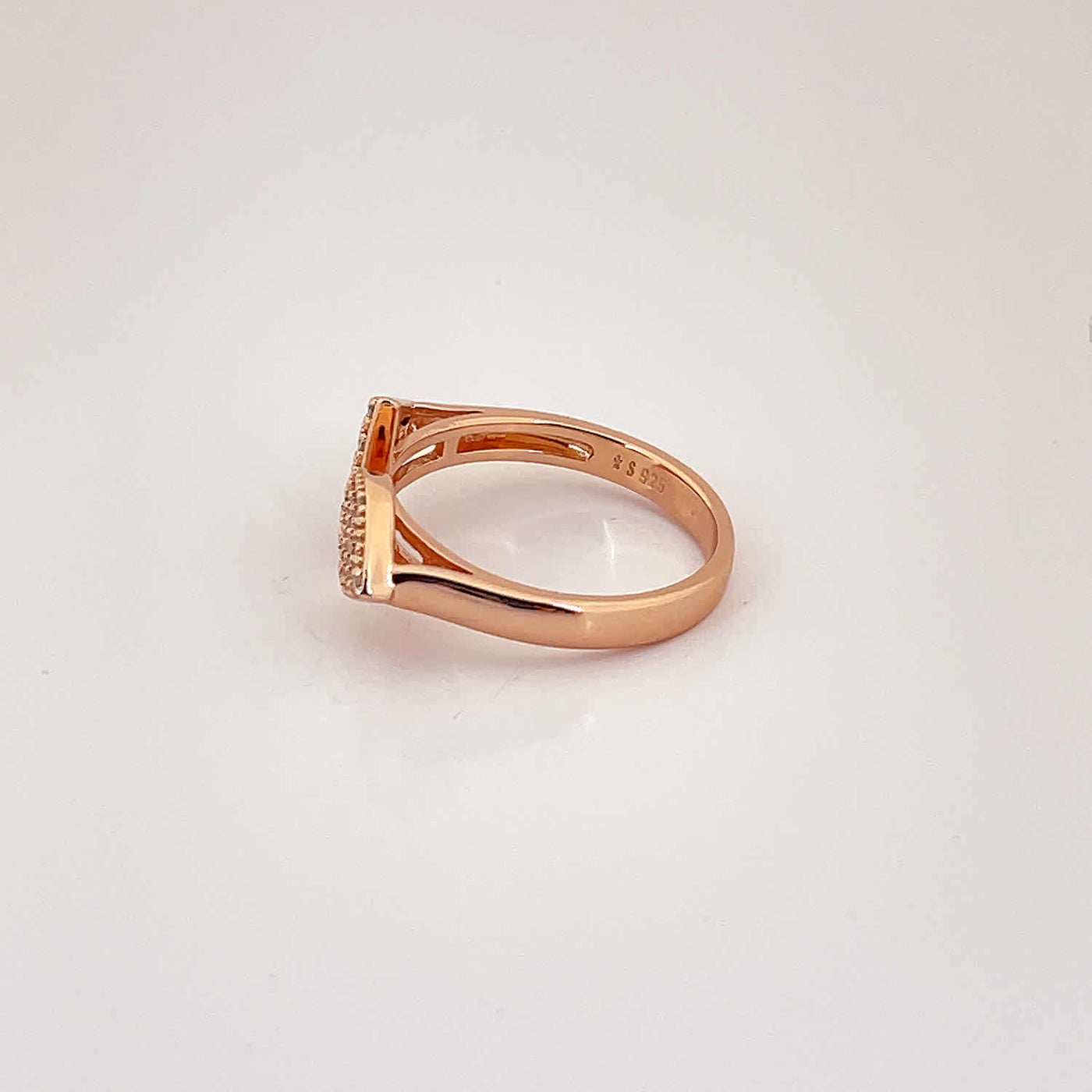 Women's Classy Tear Drop and Triangle Star Cocktail Rose Gold Adjustable Open Ring 92.5 purity silver