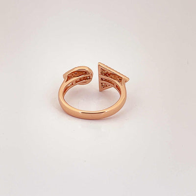 Women's Classy Tear Drop and Triangle Star Cocktail Rose Gold Adjustable Open Ring 92.5 purity silver