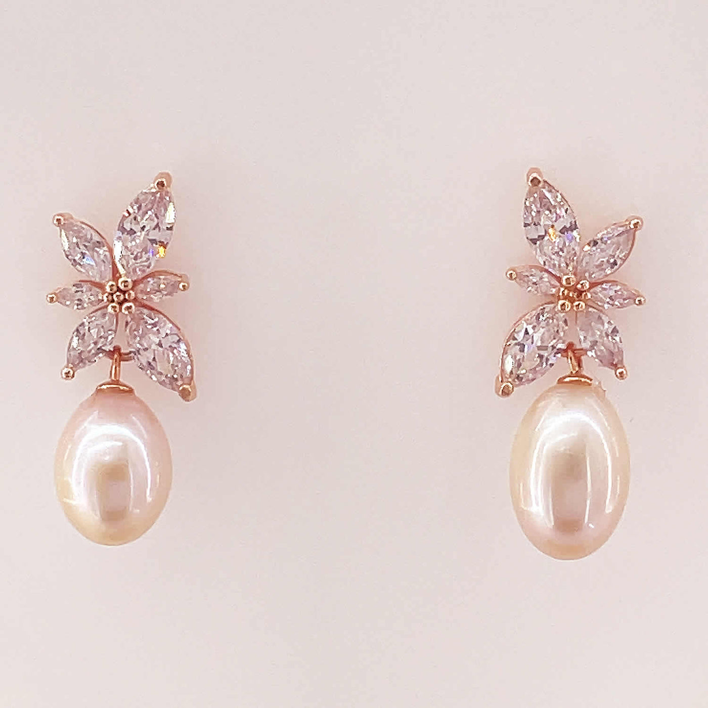 Women's Silver Rose Gold Butterfly Pearl Drop Earring 92.5 Pure Silver