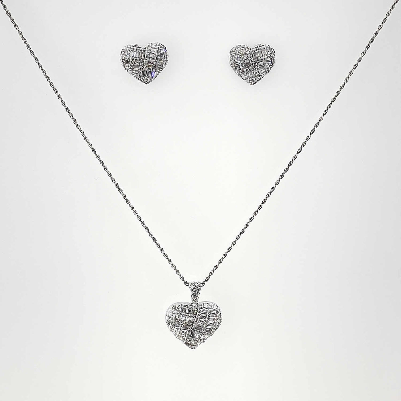 Women's Silver Heart Shape Love Classy Necklace set 92.5 Pure Silver with chain