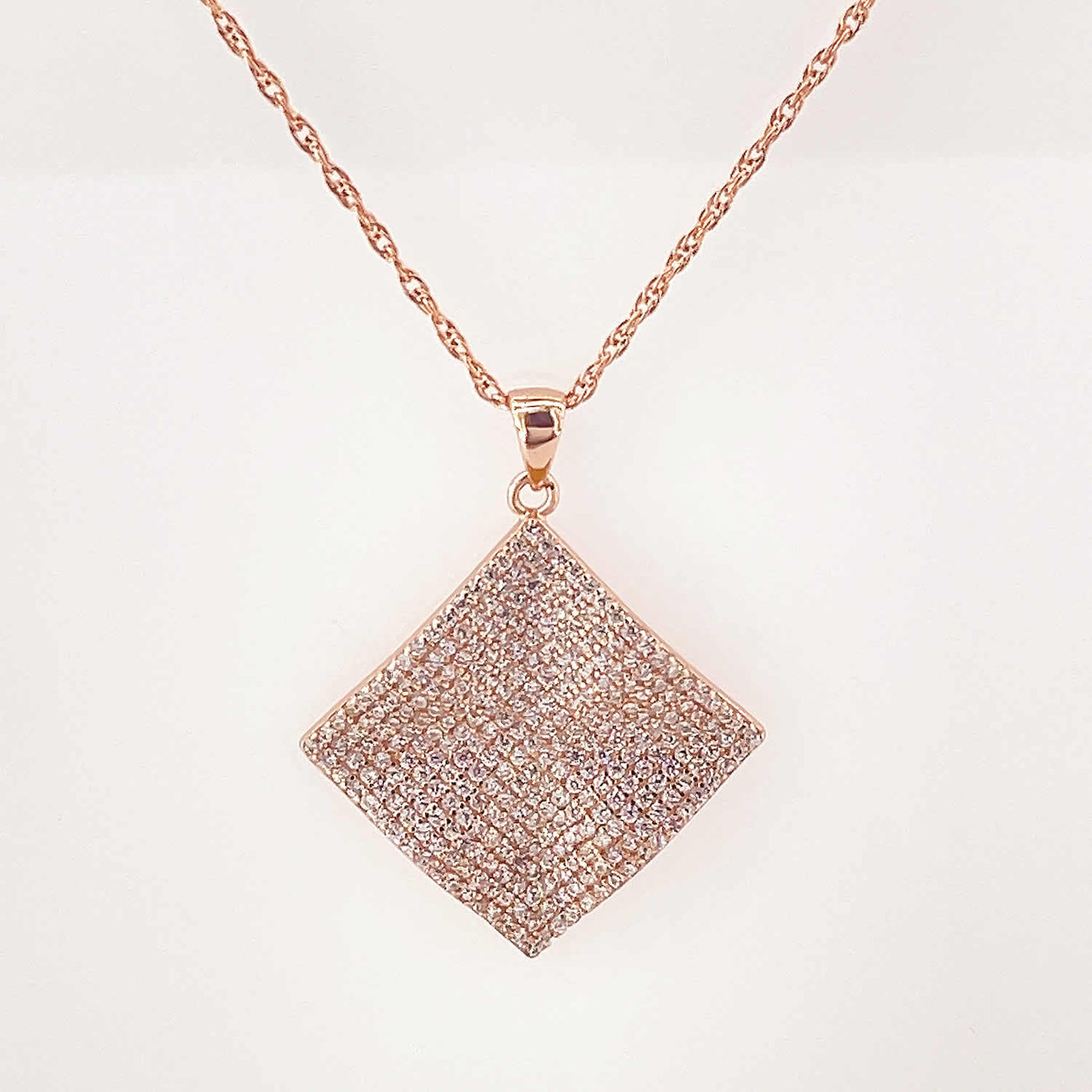 Women's Rose gold plated Square Wavy Galaxy Necklace set 92.5 purity silver with Chain