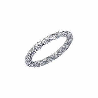 Women's Classy Engraved Rope  Ring 92.5 purity silver