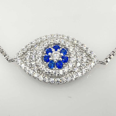 Women's Silver Large Evil Eye Adjustable Tennis Bracelet bracelet  92.5 Pure Silver