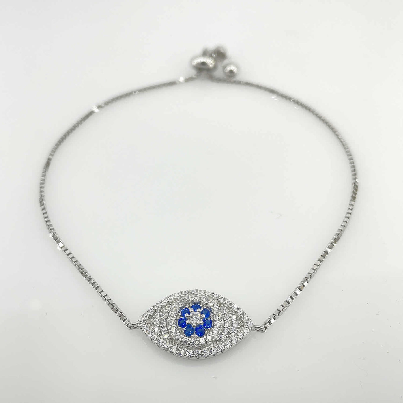 Women's Silver Large Evil Eye Adjustable Tennis Bracelet bracelet  92.5 Pure Silver