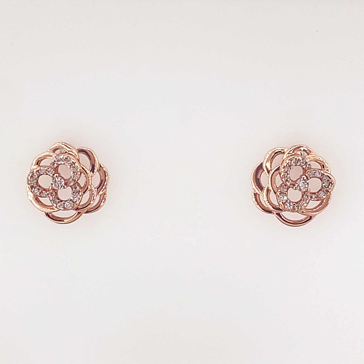 Women's Silver Rose Gold Flower and Petals Elegant Earring 92.5 Pure Silver