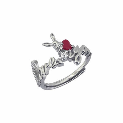 Women's Cute Love You Cursive Adjustable Open  Ring 92.5 purity silver