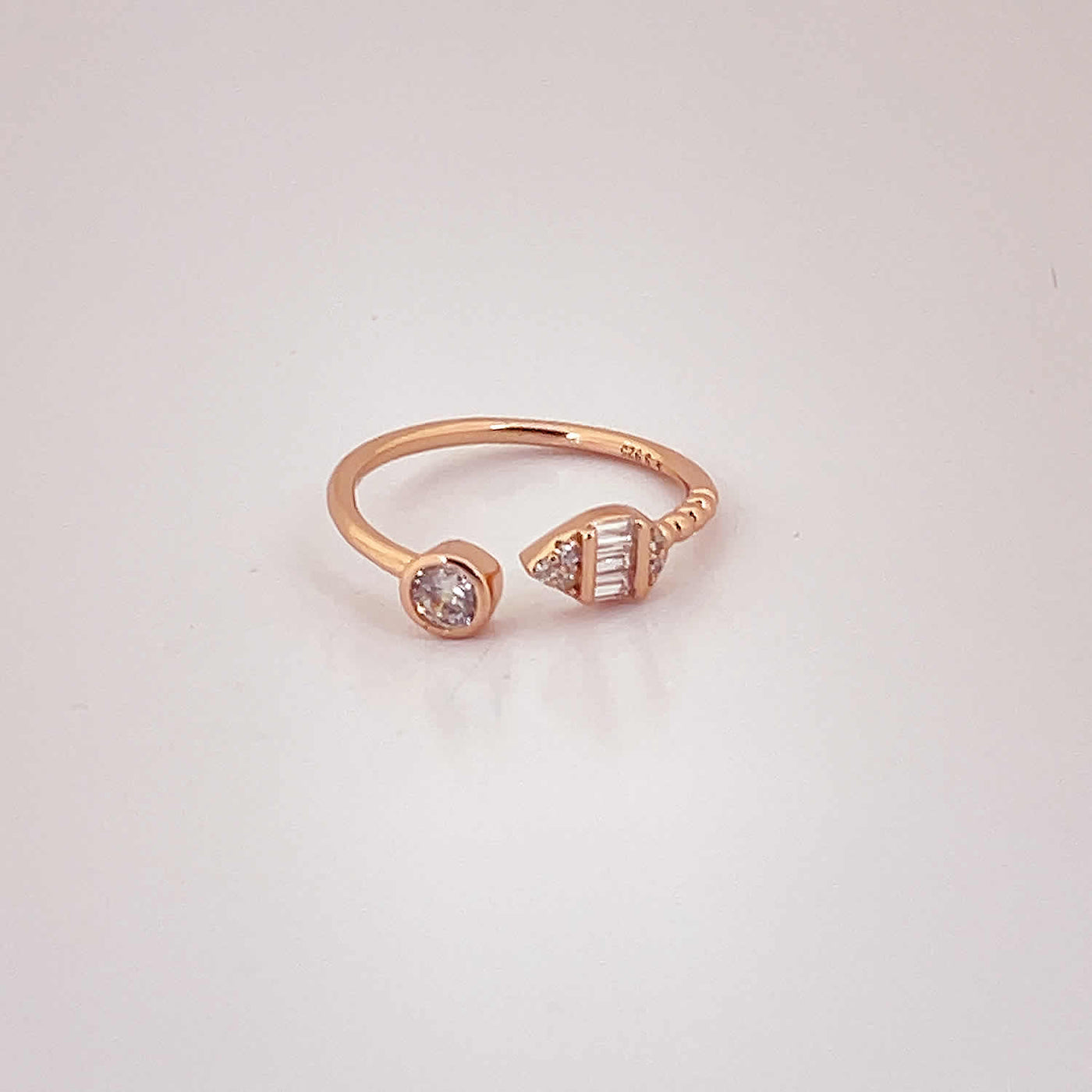 Women's Classy Geometric Rose Gold Adjustable Open Ring 92.5 purity silver