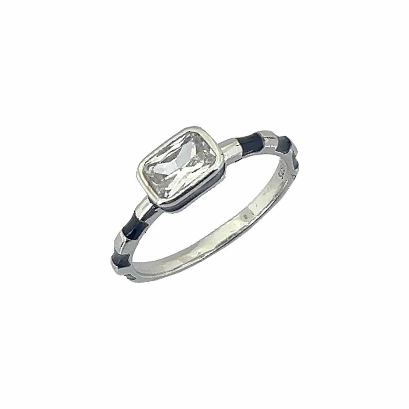 Women's Geometric Rectangle Solitaire Mangalsutra Pattern Ring 92.5 purity silver