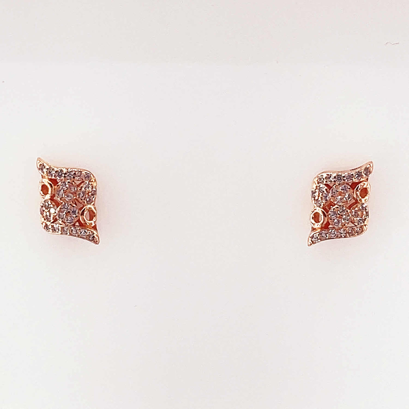 Women's Silver Rose Gold Geometric Twombly Cut Earring 92.5 Pure Silver