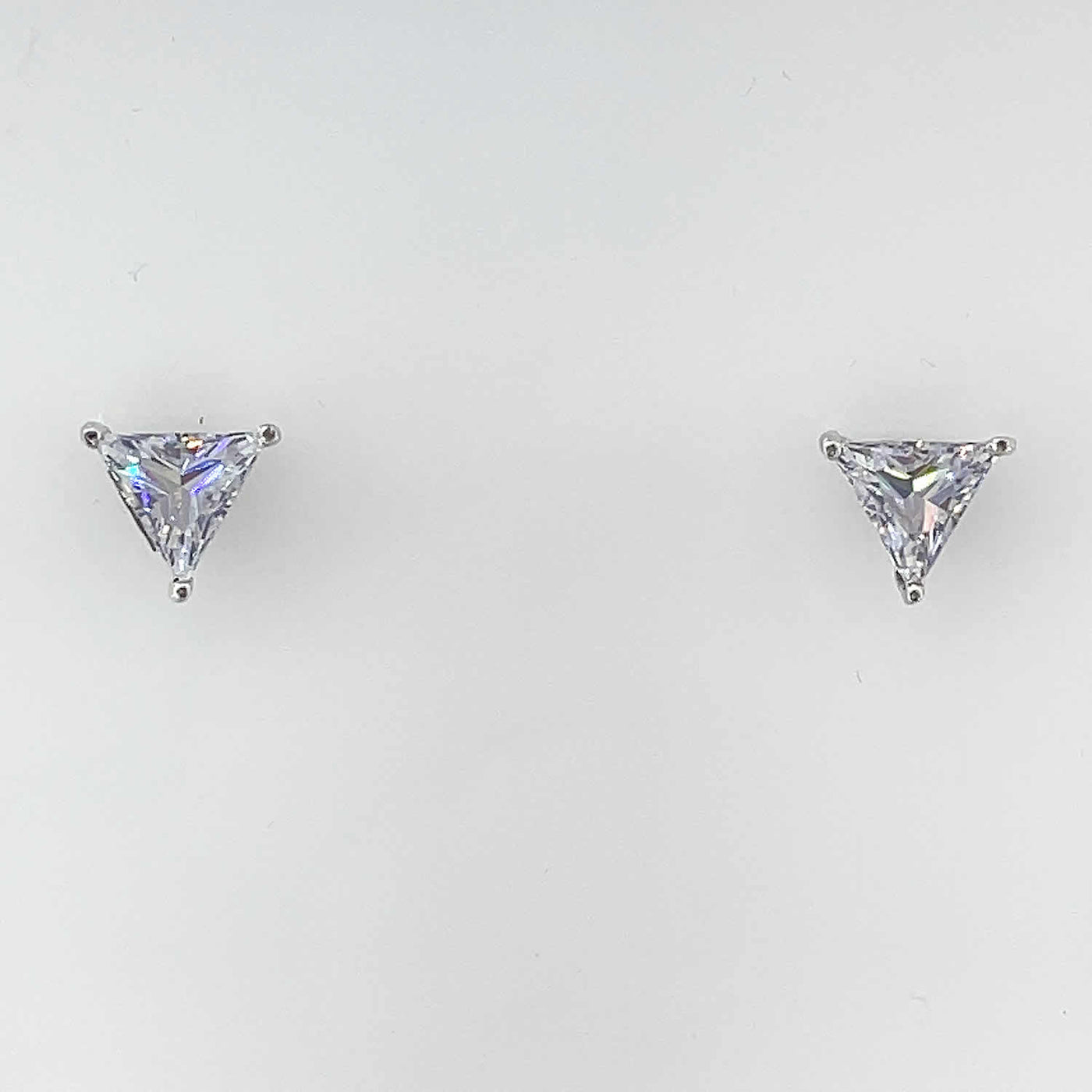 Women's Geometric Triangle cut Solitaire Stud Earring  92.5 Pure Silver