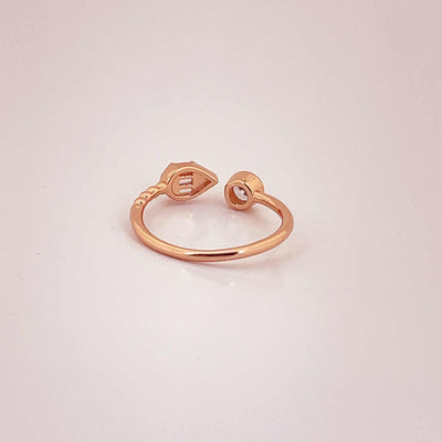 Women's Classy Geometric Rose Gold Adjustable Open Ring 92.5 purity silver