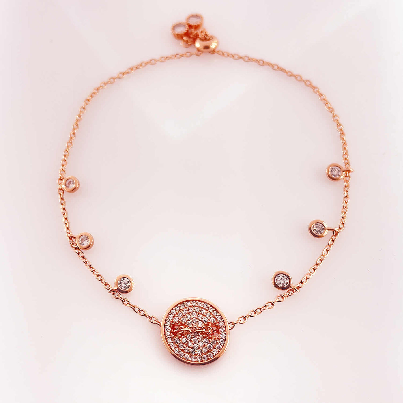 Women's Rose Gold Adjustable Classy Charm Bracelet  92.5 Pure Silver