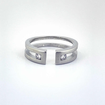 Men's Classy Solitaire Double Layered Cuddle Statement Adjustable  Ring 92.5 purity silver