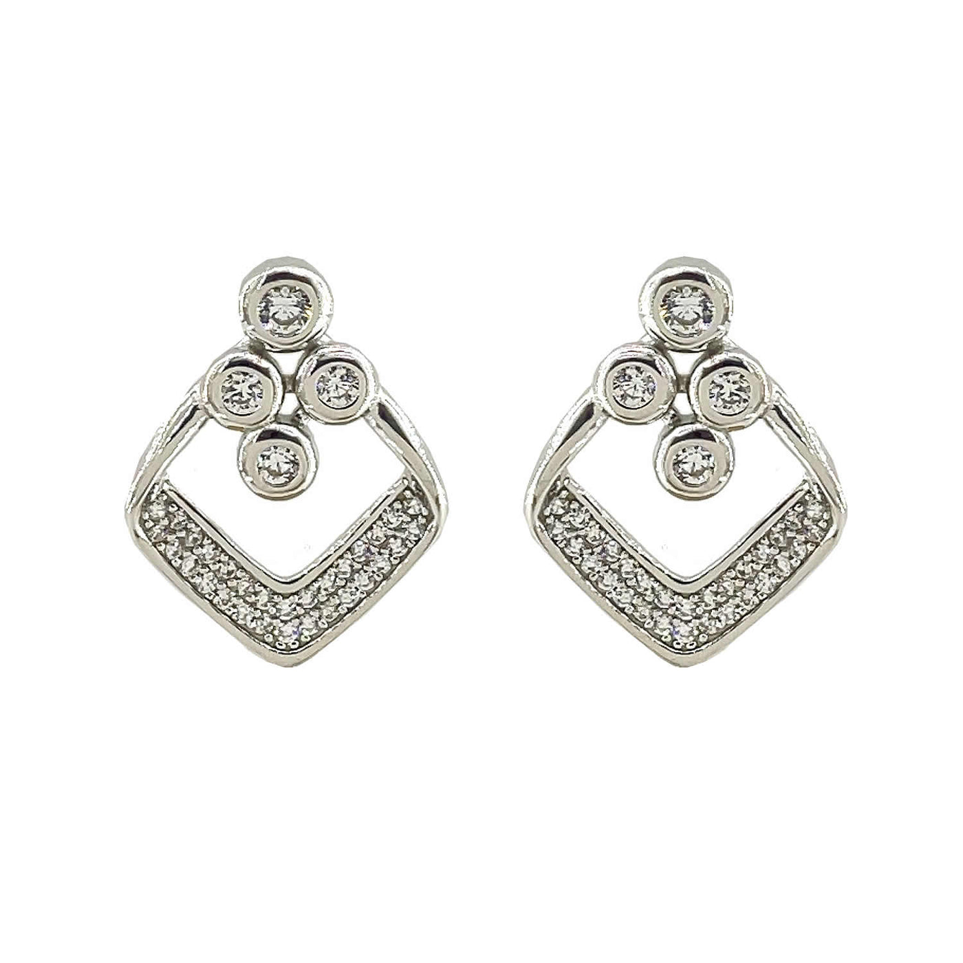 Women's Square Layered Statement Earring  92.5 Pure Silver