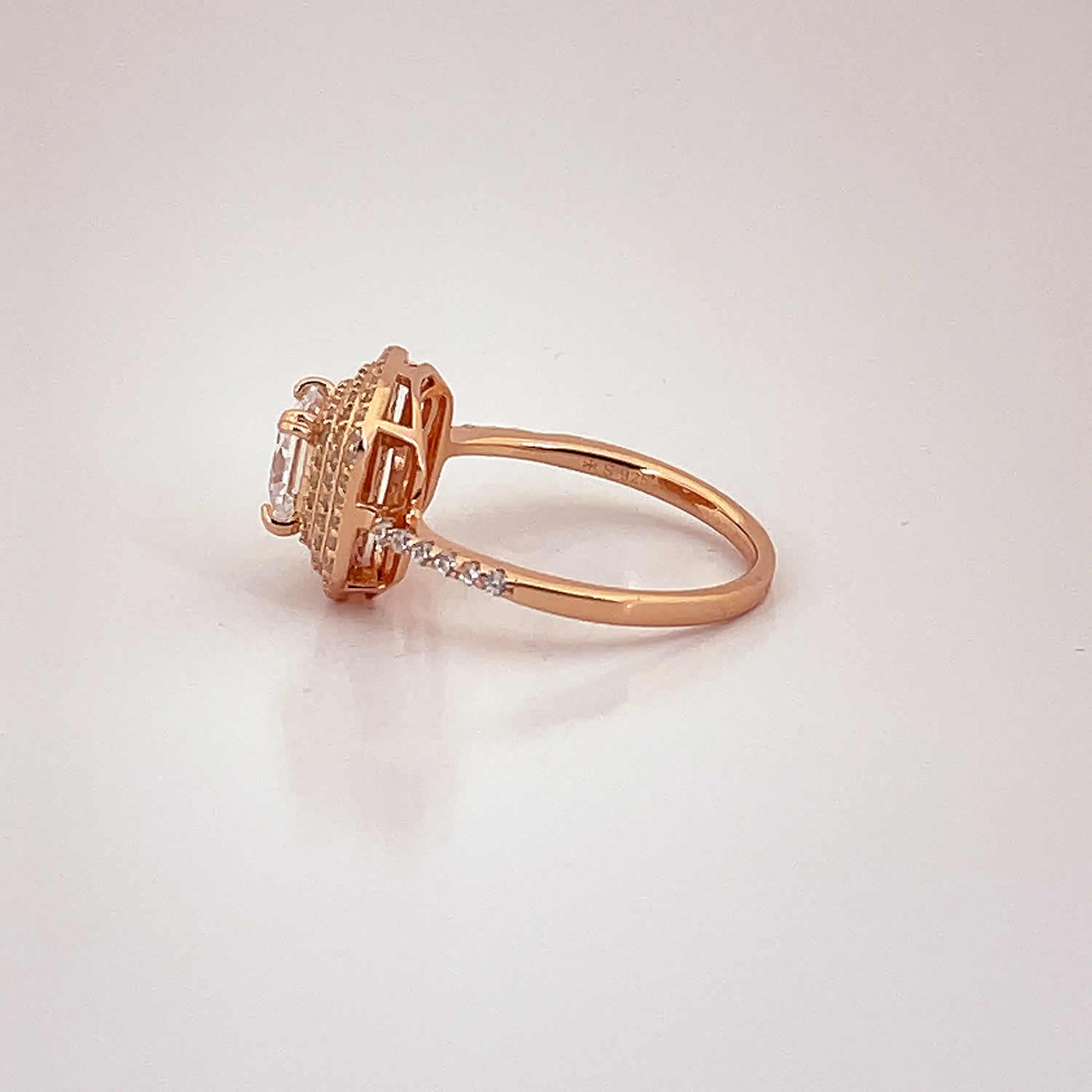 Women's Geometric Square layered Rose Gold Classy Cocktail  Ring 92.5 purity silver