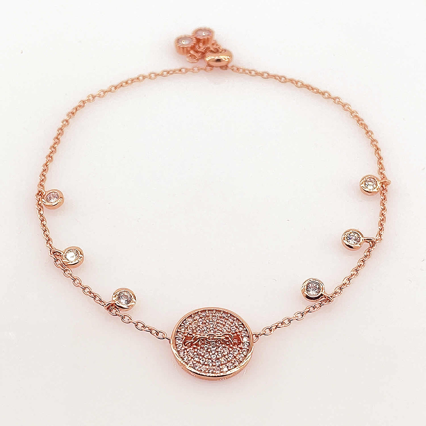 Women's Rose Gold Adjustable Classy Charm Bracelet  92.5 Pure Silver