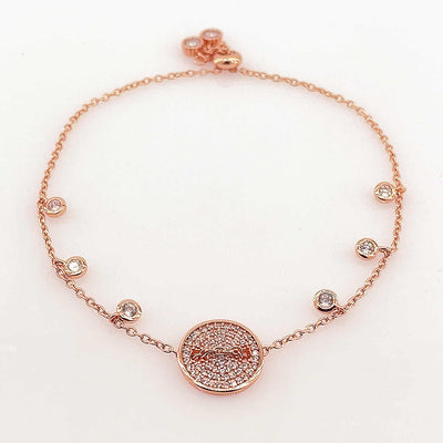 Women's Rose Gold Adjustable Classy Charm Bracelet  92.5 Pure Silver