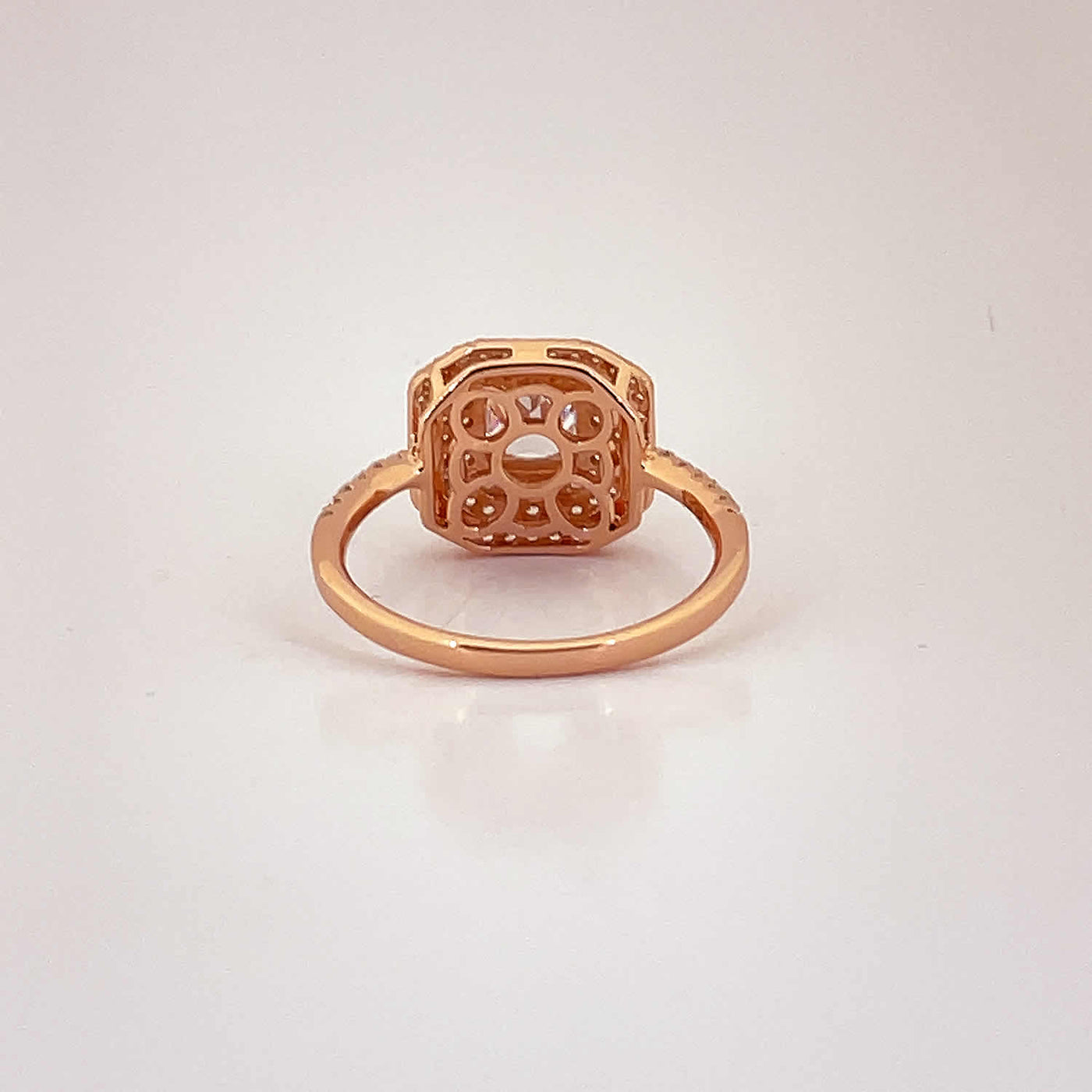 Women's Geometric Square layered Rose Gold Classy Cocktail  Ring 92.5 purity silver