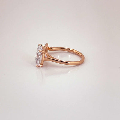 Women's Classy Solitaire Double Square Cocktail Rose Gold Adjustable Open Ring 92.5 purity silver