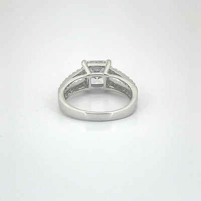 Women's Square Solitaire Double Layered Classy Statement Ring 92.5 purity silver