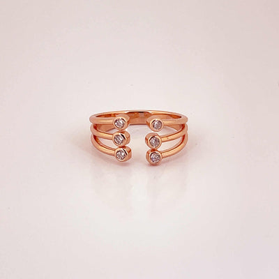 Women's Classy Rose Gold Three Layer Open Adjustable Ring 92.5 purity silver