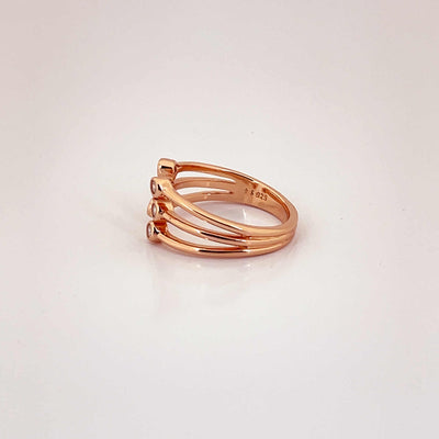 Women's Classy Rose Gold Three Layer Open Adjustable Ring 92.5 purity silver