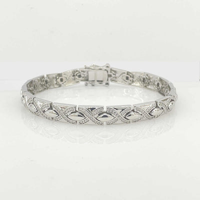 Men's Silver Classy Abstract link chain design Tennis bracelet 92.5 Pure Silver